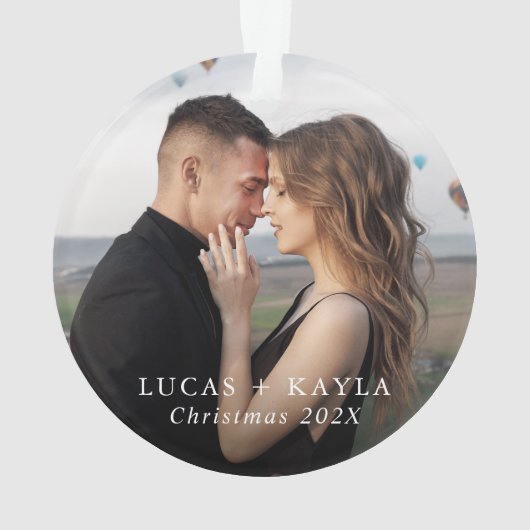 Romantisch 2-foto Aangepaste kerst ornament (achterkant)