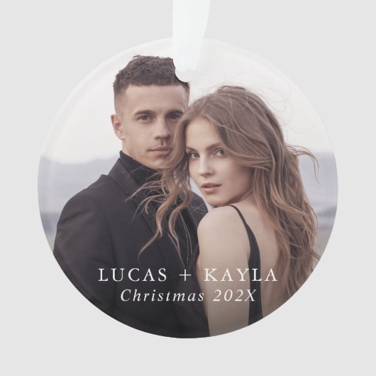 Romantisch 2-foto Aangepaste kerst ornament (voorkant)