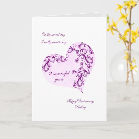 Romantisch 2e bruiloft Jubileum Kaart (Gele Bloem)