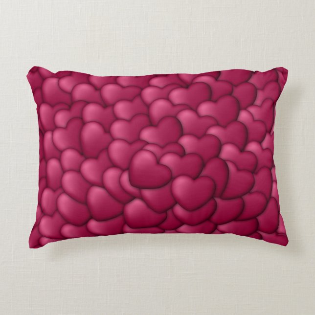 Romantisch 3D rood hartjes patroon-32322 Accent Kussen (Voorkant)