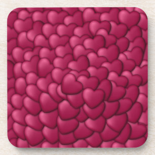 Romantisch 3D rood hartjes patroon-32322 Bier Onderzetter