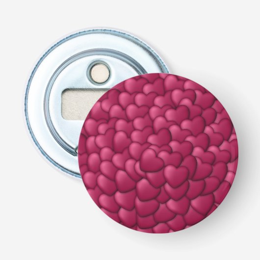 Romantisch 3D rood hartjes patroon-32322 Button Flesopener (Voorkant)