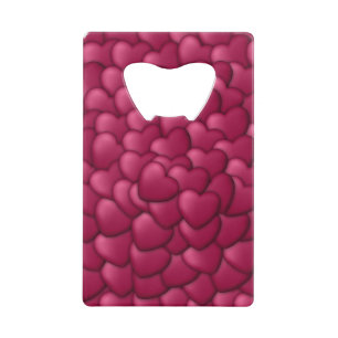 Romantisch 3D rood hartjes patroon-32322 Creditkaart Flessenopener