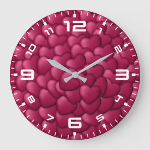 Romantisch 3D rood hartjes patroon-32322 Grote Klok