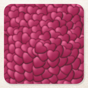 Romantisch 3D rood hartjes patroon-32322 Kartonnen Onderzetters