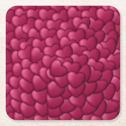 Romantisch 3D rood hartjes patroon-32322 Kartonnen Onderzetters (Voorkant)
