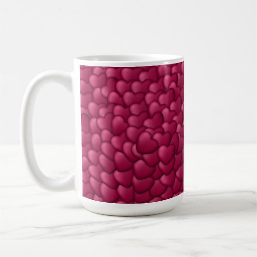 Romantisch 3D rood hartjes patroon-32322 Koffiemok (Links)