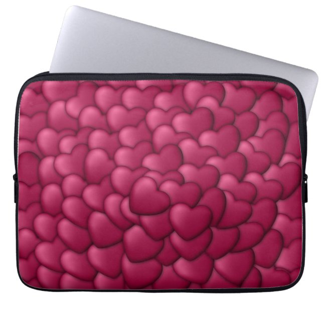 Romantisch 3D rood hartjes patroon-32322 Laptop Sleeve (Voorkant)