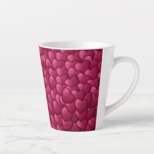 Romantisch 3D rood hartjes patroon-32322 Latte Mok (Rechts)