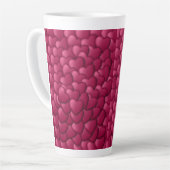 Romantisch 3D rood hartjes patroon-32322 Latte Mok (Linkerhoek)