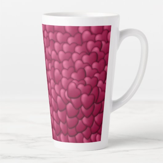 Romantisch 3D rood hartjes patroon-32322 Latte Mok (Rechts)