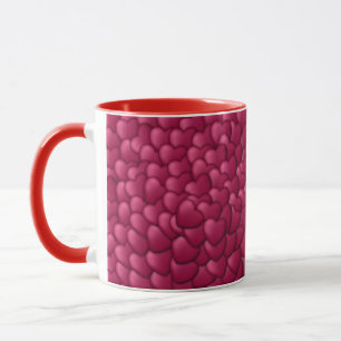 Romantisch 3D rood hartjes patroon-32322 Mok