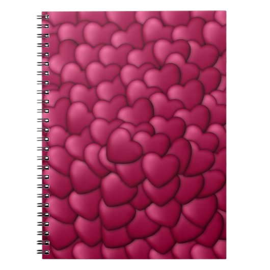 Romantisch 3D rood hartjes patroon-32322 Notitieboek (Voorkant)