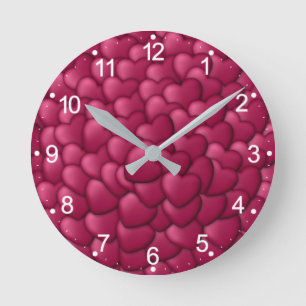 Romantisch 3D rood hartjes patroon-32322 Ronde Klok