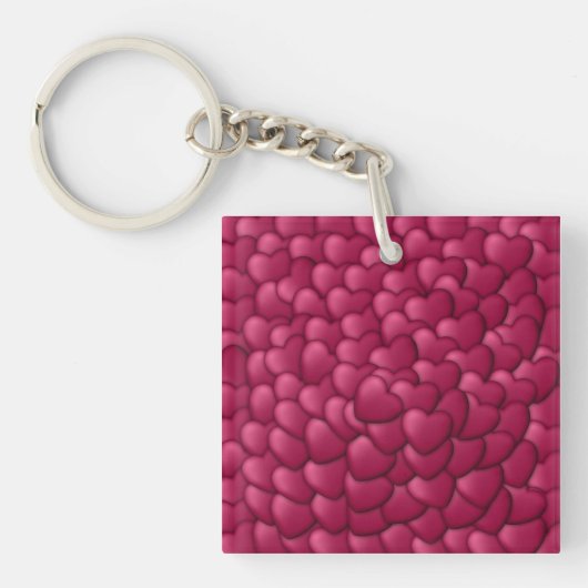 Romantisch 3D rood hartjes patroon-32322 Sleutelhanger (Voorkant)