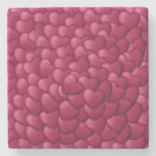 Romantisch 3D rood hartjes patroon-32322 Stenen Onderzetter