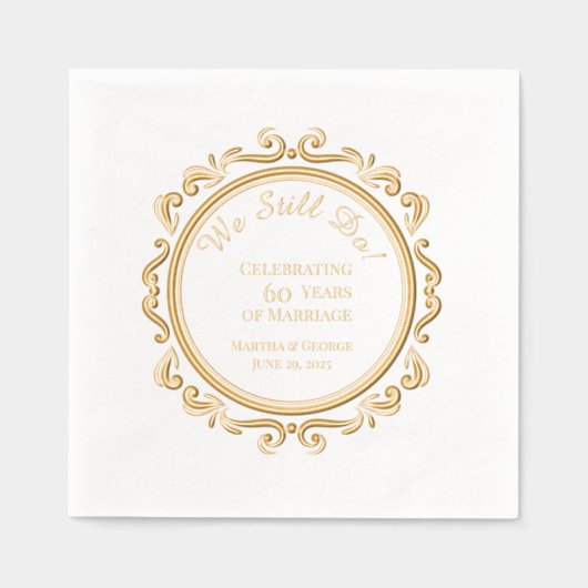 Romantisch 60ste bruiloft Jubileum Folie Servetten (Voorkant)