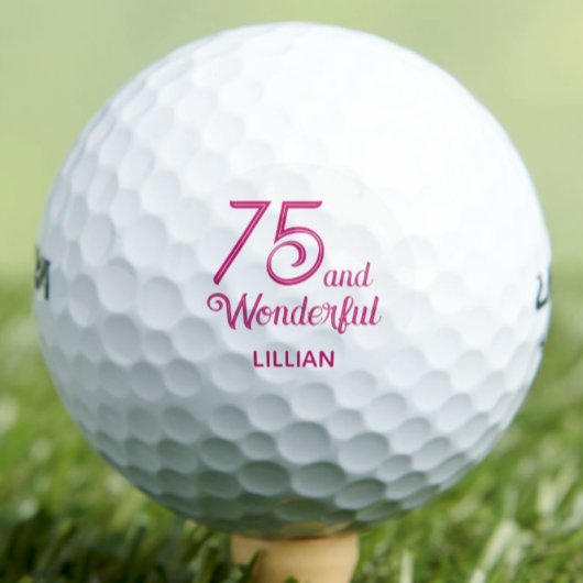 Romantisch 75ste geschenk voor vrouw – Pink Script Golfballen