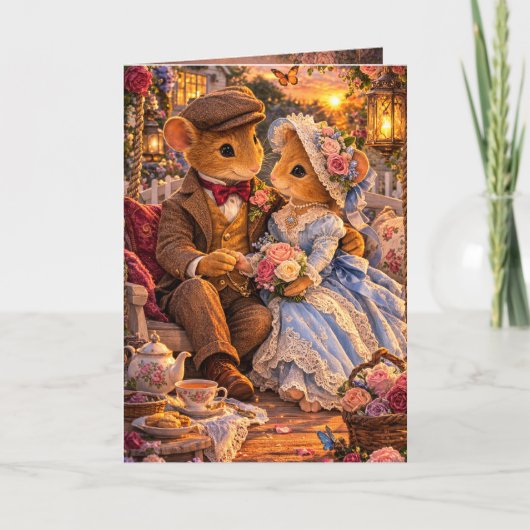 Romantisch aan Jou Denkend Muis Koppel Kaart (Voorkant)
