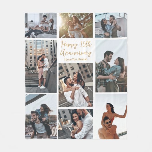 Romantisch Aangepast Jubileum Fotocollage Modern Fleece Deken (Voorkant)