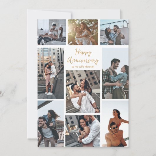 Romantisch Aangepast Jubileum Fotocollage Modern Kaart (Voorkant)