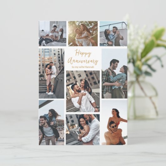 Romantisch Aangepast Jubileum Fotocollage Modern Kaart (Staand voorkant)