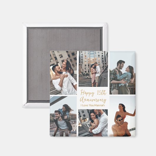 Romantisch Aangepast Jubileum Fotocollage Modern Magneet (Voorkant / Achterkant)