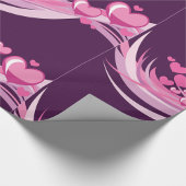 Romantisch Abstract roze harten ontwerp op Paarse Cadeaupapier
