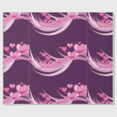 Romantisch Abstract roze harten ontwerp op Paarse Cadeaupapier (Vlak)