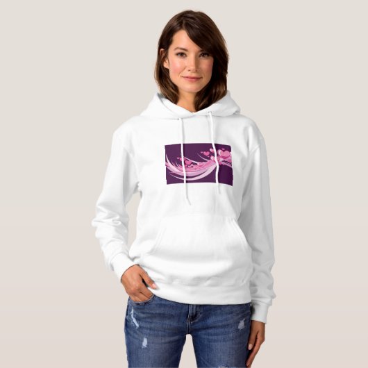 Romantisch Abstract roze harten ontwerp op Paarse Hoodie (Voorkant volledig)