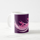 Romantisch Abstract roze harten ontwerp op Paarse Koffiemok (Voorkant links)