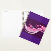 Romantisch Abstract roze harten ontwerp op Paarse Planner (Display)