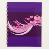 Romantisch Abstract roze harten ontwerp op Paarse Planner (Voorkant)