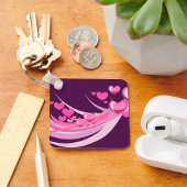 Romantisch Abstract roze harten ontwerp op Paarse Sleutelhanger