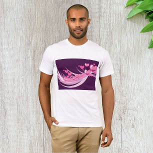 Romantisch Abstract roze harten ontwerp op Paarse T-shirt