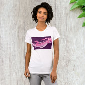 Romantisch Abstract roze harten ontwerp op Paarse T-shirt