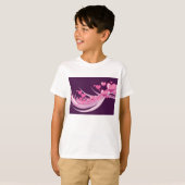 Romantisch Abstract roze harten ontwerp op Paarse T-shirt (Voorkant volledig)