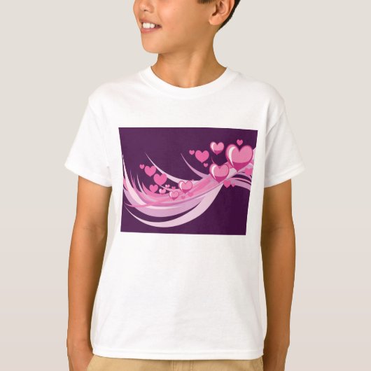 Romantisch Abstract roze harten ontwerp op Paarse T-shirt (Voorkant)