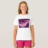 Romantisch Abstract roze harten ontwerp op Paarse T-shirt (Voorkant volledig)