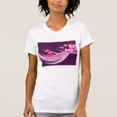 Romantisch Abstract roze harten ontwerp op Paarse T-shirt (Voorkant)