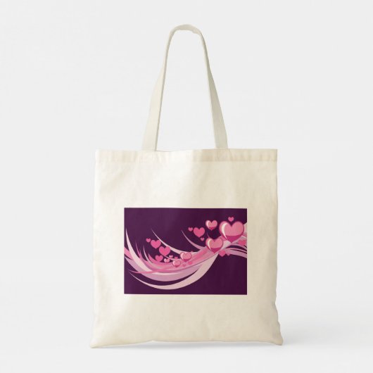 Romantisch Abstract roze harten ontwerp op Paarse Tote Bag (Achterkant)