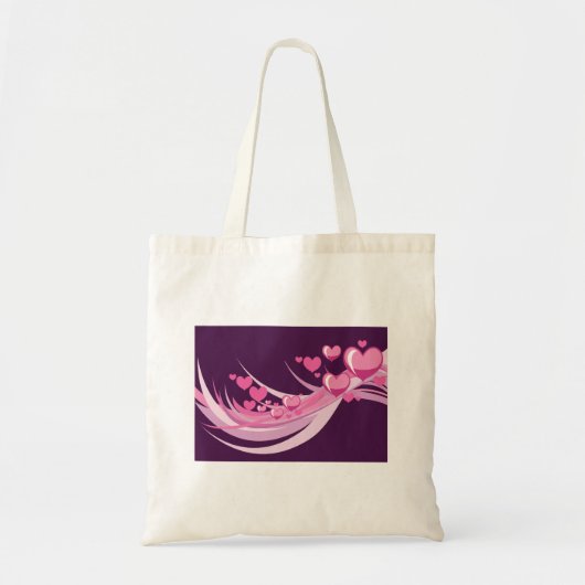 Romantisch Abstract roze harten ontwerp op Paarse Tote Bag (Voorkant)