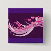 Romantisch Abstract roze harten ontwerp op Paarse Vierkante Button 5,1 Cm (Voorkant)