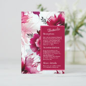 romantisch abstract zomerbloesem roos bruiloft informatiekaartje (Staand voorkant)