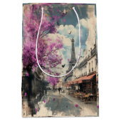 Romantisch afbeelding van PAris met de Eiffeltoren Medium Cadeauzakje (Voorkant)