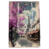 Romantisch afbeelding van PAris met de Eiffeltoren Medium Cadeauzakje (Achterkant)