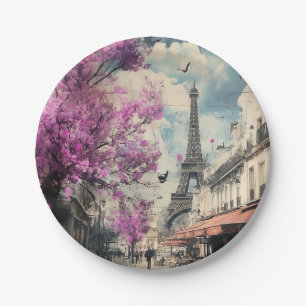 Romantisch afbeelding van PAris met de Eiffeltoren Papieren Bordje