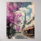 Romantisch afbeelding van PAris met de Eiffeltoren Poster (Voorkant)