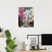 Romantisch afbeelding van PAris met de Eiffeltoren Poster (Thuiskantoor)
