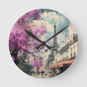 Romantisch afbeelding van PAris met de Eiffeltoren Ronde Klok